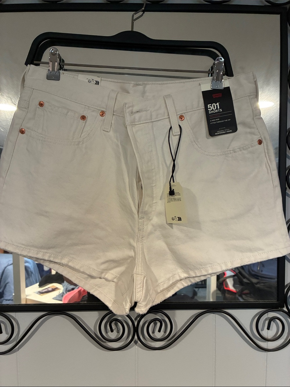 Levi's 501 White High-Rise Denim Shorts